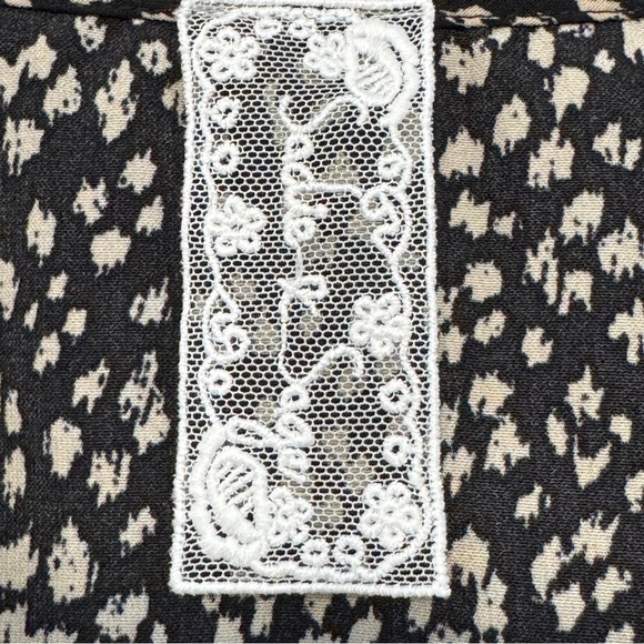 Sadie & Sage XS Peplum Blouse Black White Dot Print Long Sleeve - Picture 4 of 6